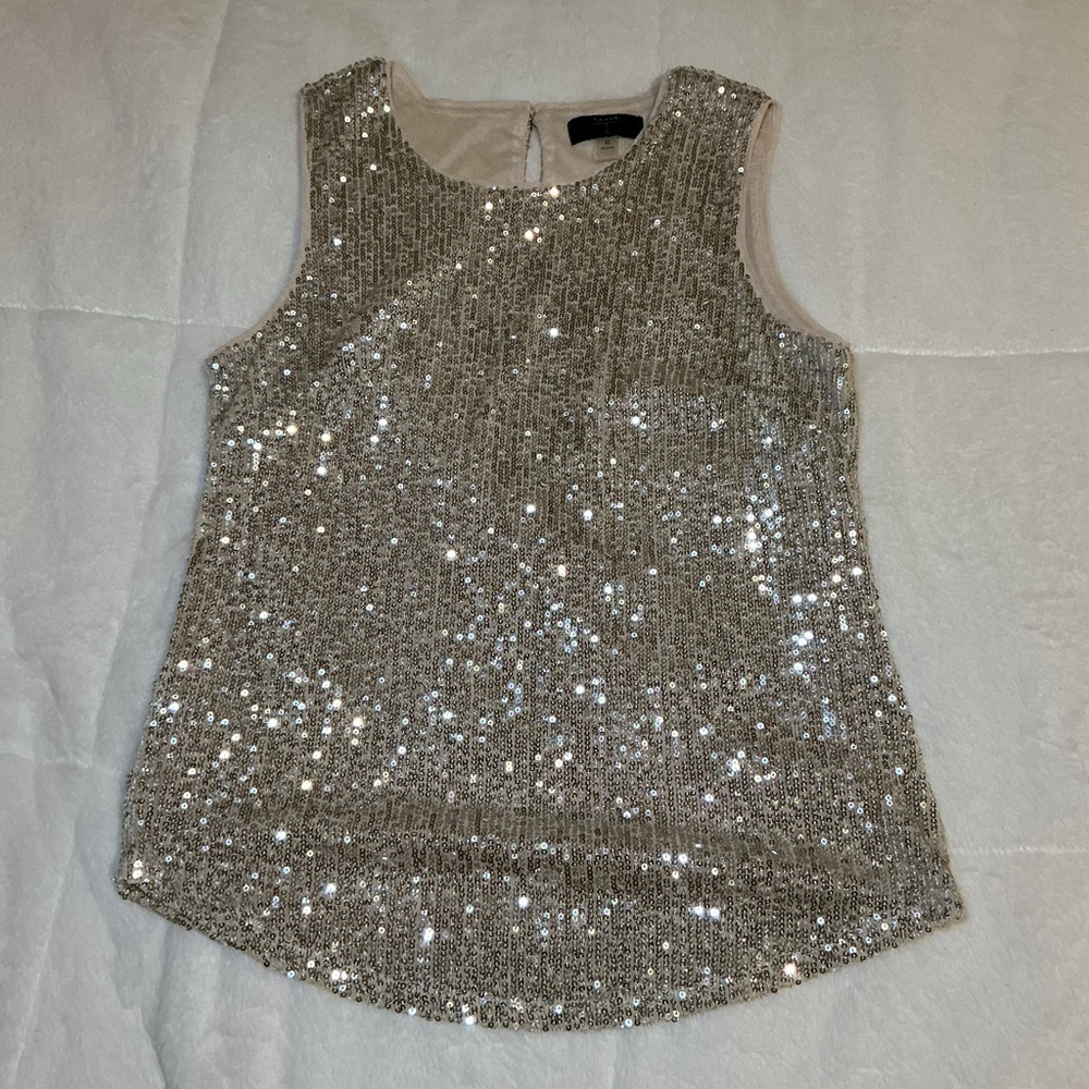 TAHARI Women's Silver Sequin Sleeveless Top - Picture 1 of 5